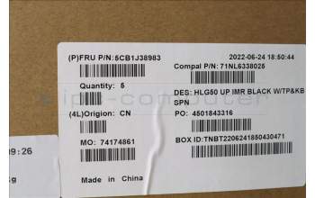 Lenovo 5CB1J38983 COVER Upper Case ASM_SPA C 82SB BLA