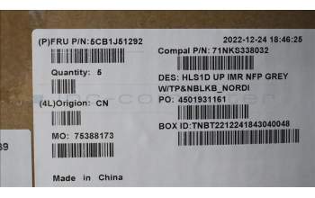 Lenovo 5CB1J51292 COVER UpperCaseASM_NORDIC C82VG NFP CG