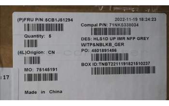 Lenovo 5CB1J51294 COVER UpperCaseASM_GER C82VG NFP CG