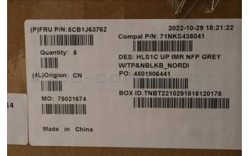 Lenovo 5CB1J63762 C-Cover with keyboard,Nordic,Cloud Grey,Non_Fingerprint