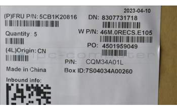 Lenovo 5CB1K20816 COVER Upper Case ASM_ENG W82XX AG