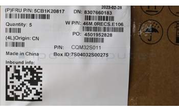 Lenovo 5CB1K20817 COVER Upper Case ASM_UKE W82XX AG