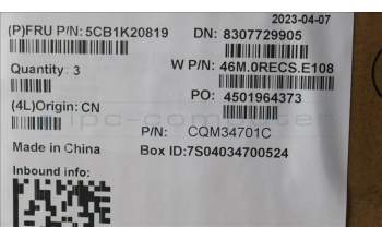 Lenovo 5CB1K20819 COVER Upper Case ASM_SPA W82XX AG