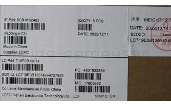 Lenovo 5CB1K62483 COVER Upper Case ASM_SWS L83B1 OAT