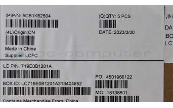 Lenovo 5CB1K62504 COVER Upper Case ASM_THAI L83B1 STGY