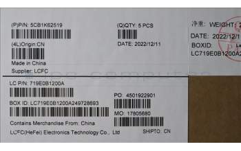 Lenovo 5CB1K62519 COVER Upper Case ASM_GER L83B1 STGY