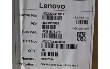 Lenovo 5CB1K78270 COVER Lower Case H 82WV MIGY