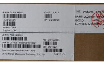 Lenovo 5CB1K94945 COVER Upper Case ASM_CZE/SLK L82XB AG BL