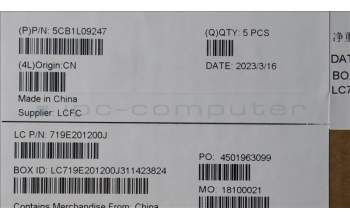 Lenovo 5CB1L09247 COVER Upper Case ASM_CZE/SLK L82YU BK