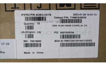 Lenovo 5CB1L10774 Hinge cap, 82XD, AL, Cloud Grey