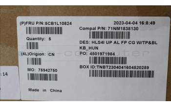 Lenovo 5CB1L10824 COVER UpperCase_HUN C82XD FP CG BL AL