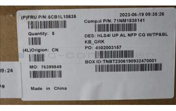 Lenovo 5CB1L10835 COVER UpperCase_GRE C82XD NFP CG BL AL