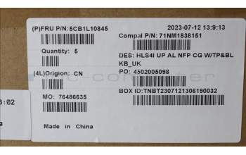 Lenovo 5CB1L10845 COVER UpperCase_UKE C82XD NFP CG BL AL