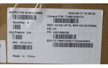 Lenovo 5CB1L10866 COVER UpperCase_ENG C82XD NFP CG BL PL