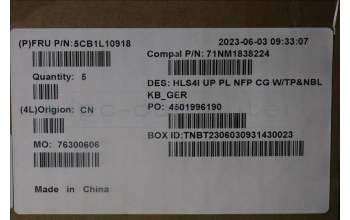 Lenovo 5CB1L10918 COVER UpperCase_GER C82XD NFP CG NBL PL