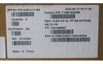 Lenovo 5CB1L11150 COVER UpperCase_SLV C82XD FP AB BL AL
