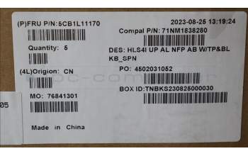 Lenovo 5CB1L11170 C-Cover with keyboard,Spanish,Abyss Blue,Backlight,Non_FingerPrint