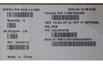 Lenovo 5CB1L11260 COVER UpperCase_HBW C82XD NFP VT BL AL