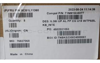 Lenovo 5CB1L11360 COVER UpCase_EUROENG C82XF FP CG BL AL