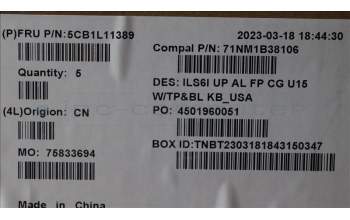 Lenovo 5CB1L11389 COVER UpCase_USA ENG C82XF FP CG BL AL