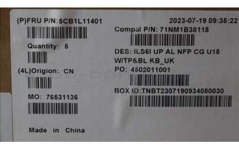 Lenovo 5CB1L11401 COVER UpperCase_UKE C82XF NFP CG BL AL