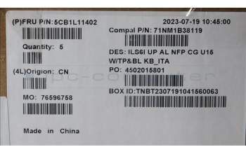 Lenovo 5CB1L11402 COVER UpperCase_ITA C82XF NFP CG BL AL