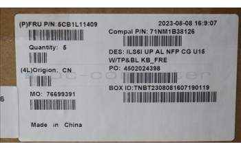 Lenovo 5CB1L11409 COVER UpperCase_FRA C82XF NFP CG BL AL