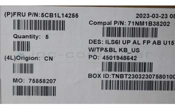 Lenovo 5CB1L14255 COVER UpperCase_ENG C82XF FP AB BL AL