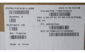 Lenovo 5CB1L14266 COVER UpperCase_UKE C82XF FP AB BL AL