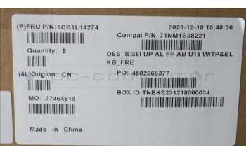 Lenovo 5CB1L14274 COVER UpperCase_FRA C82XF FP AB BL AL