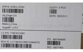 Lenovo 5CB1L14793 COVER Upper Case ASM_GRE L82XR FP AG BL