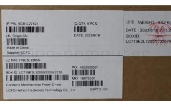 Lenovo 5CB1L27521 COVER Upper Case ASM_POR L82XQ AG BL