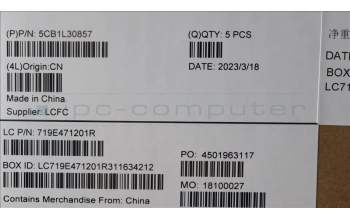 Lenovo 5CB1L30857 COVER Upper Case ASM_CZE/SLKL82WKONGYRGB