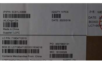 Lenovo 5CB1L30888 COVER Upper Case ASM_BUL L82WK ONGY WH