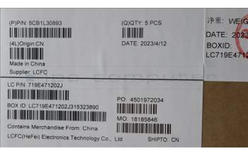 Lenovo 5CB1L30893 COVER Upper Case ASM_UKE L82WK ONGY WH