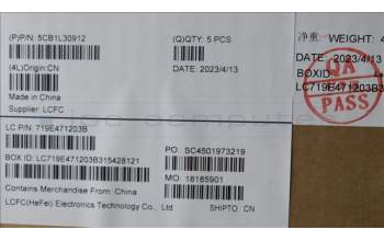 Lenovo 5CB1L30912 COVER Upper Case ASM_SWS L82WK ONGY WH