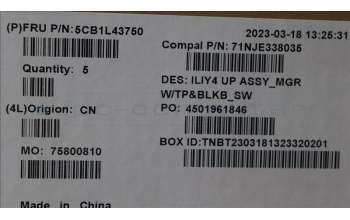 Lenovo 5CB1L43750 COVER UpperCaseASM_SWS C21JG MG BL