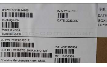 Lenovo 5CB1L44966 C-Abdeckung mit Tastatur, Hebräisch, Arktisgrau