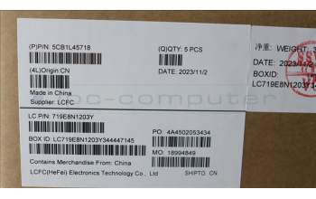 Lenovo 5CB1L45718 C-Abdeckung mit Tastatur, Englisch (US, Euro), arktisgrau, Hintergrundbeleuchtung