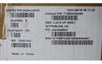 Lenovo 5CB1L49791 C-Abdeckung mit Tastatur, Englisch (GB), Hintergrundbeleuchtung