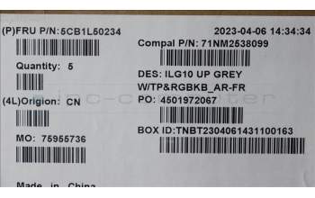 Lenovo 5CB1L50234 C-Abdeckung mit Tastatur, Französisch/Arabisch, RGB-Hintergrundbeleuchtung