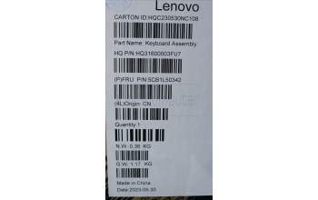 Lenovo 5CB1L50342 C-Abdeckung mit Tastatur, Skandinavien, Aquamarinblau, Ohne Puresight-Logo