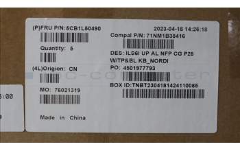 Lenovo 5CB1L50490 C-Abdeckung mit Tastatur, Skandinavien, Wolkengrau, Hintergrundbeleuchtung, Ohne_Fingerabdruckscanner