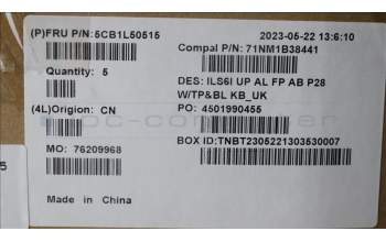 Lenovo 5CB1L50515 C-Abdeckung mit Tastatur, Englisch (GB), tiefblau, Hintergrundbeleuchtung, Fingerabdruckleser