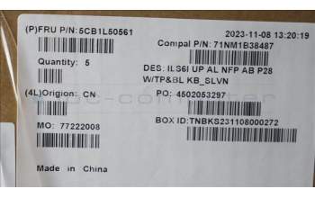 Lenovo 5CB1L50561 C-Abdeckung mit Tastatur, Slowenisch, Tiefblau, Hintergrundbeleuchtung, Ohne_Fingerabdruckscanner