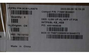 Lenovo 5CB1L50575 C-Abdeckung mit Tastatur, Hebräisch, violett, Hintergrundbeleuchtung, Ohne_Fingerabdruckscanner