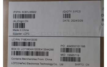 Lenovo 5CB1L55922 C-Abdeckung mit Tastatur, Belgisch, arktisgrau, Ohne Fingerabdruck, GB