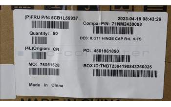 Lenovo 5CB1L55937 COVER Hinge Cap R+L C 82XW