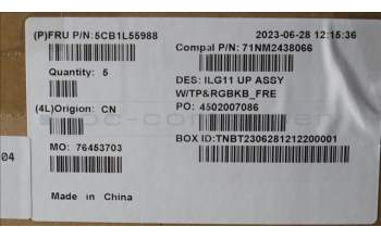 Lenovo 5CB1L55988 C-Cover with keyboard,French,RGB Backlight