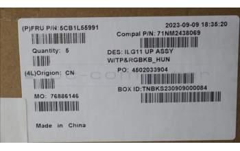 Lenovo 5CB1L55991 C-Cover with keyboard, Hungarian, RGB Backlight, UK